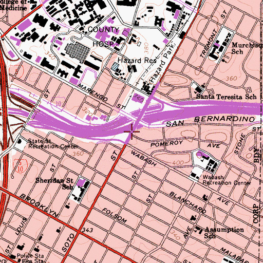 Topographic Map of USC University Hospital Heliport, CA