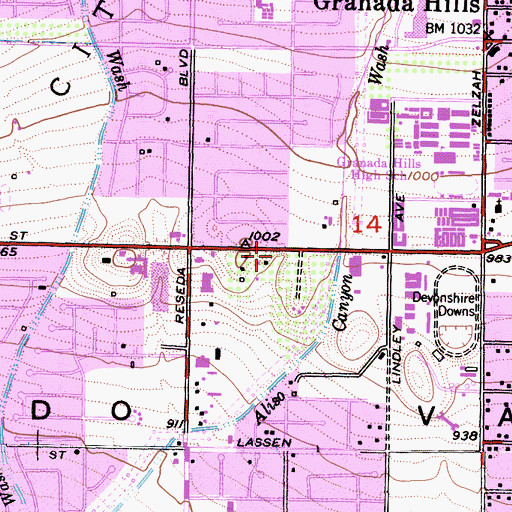 Topographic Map of Devonshire Area Heliport, CA