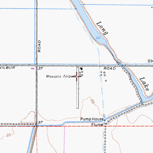 Topographic Map of Moronis Airport, CA