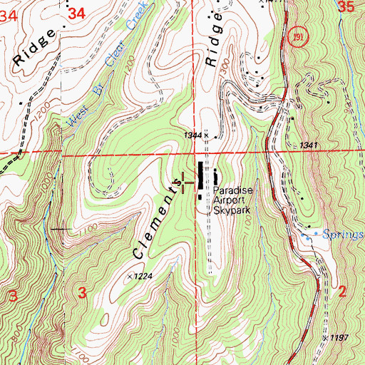 Topographic Map of Paradise Skypark, CA