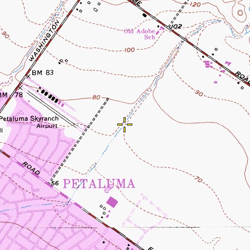 Topographic Map of Petaluma Municipal Airport, CA