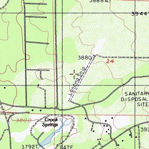 Topographic Map of Shingletown Airport (historical), CA