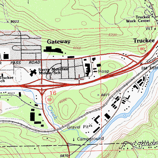 Topographic Map of Tahoe Forest Hospital Heliport, CA