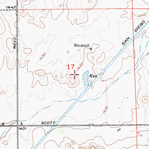 Topographic Map of Pines Airpark, CA