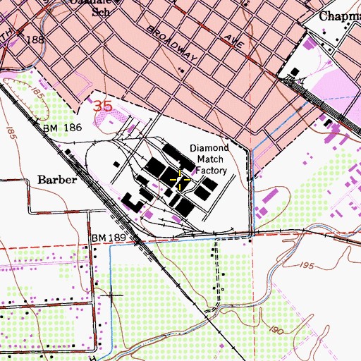 Topographic Map of Diamond Match Factory, CA