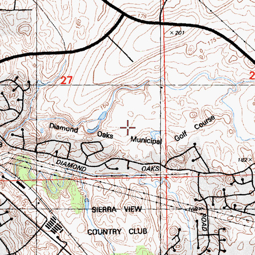 Topographic Map of Diamond Oaks Municipal Golf Course, CA