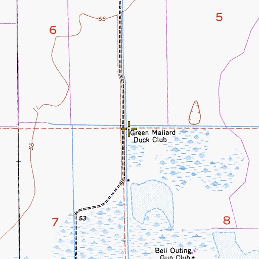 Topographic Map of Green Mallard Duck Club, CA