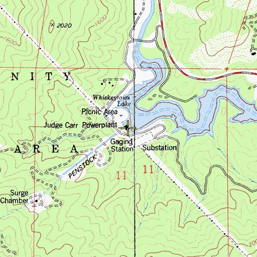 Topographic Map of Judge Carr Powerplant, CA