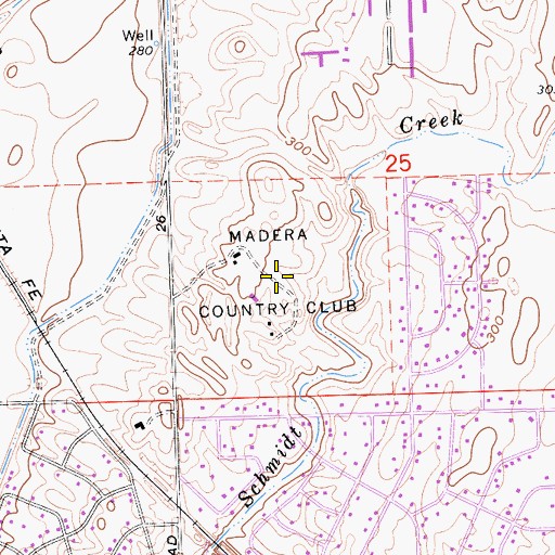 Topographic Map of Madera Country Club, CA