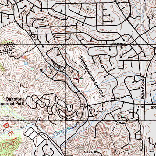 Topographic Map of Meadowbrook Golf Club, CA