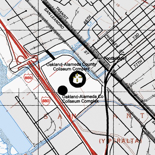 Topographic Map of Overstock.com Coliseum, CA