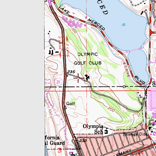 Topographic Map of Olympic Golf Club, CA