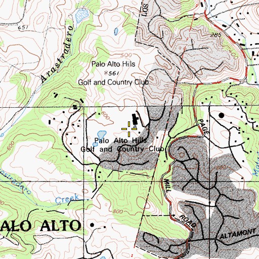 Topographic Map of Palo Alto Hills Golf and Country Club, CA