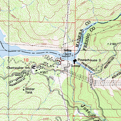 Topographic Map of Powerhouse, CA