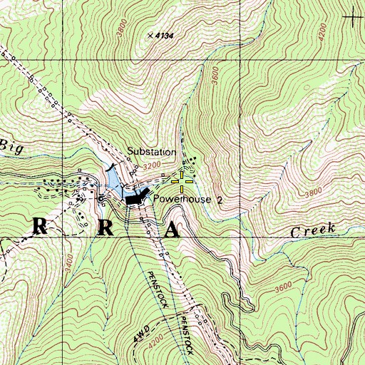 Topographic Map of Powerhouse Number Two, CA