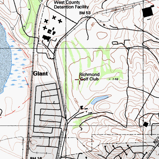 Topographic Map of Richmond Golf Club, CA