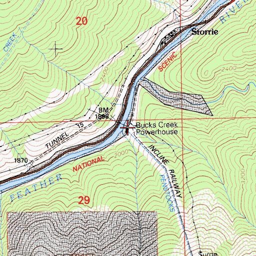 Topographic Map of Bucks Creek Powerhouse, CA