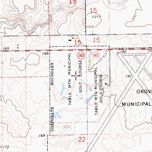Topographic Map of Table Mountain Municipal Golf Course, CA