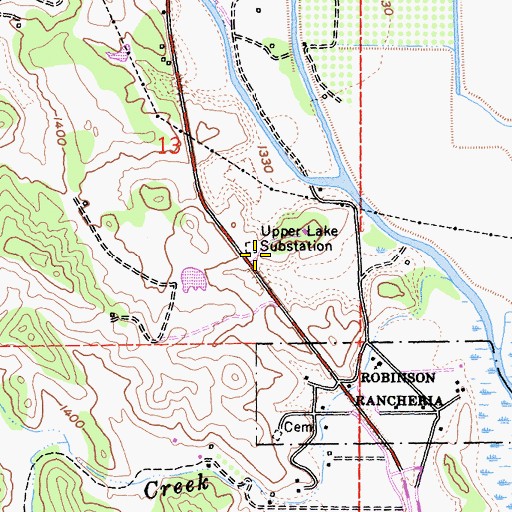 Topographic Map of Upper Lake Substation, CA