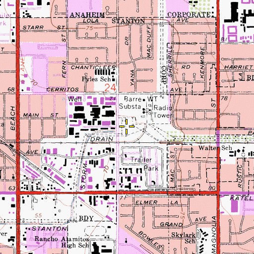 Topographic Map of Barre Substation, CA