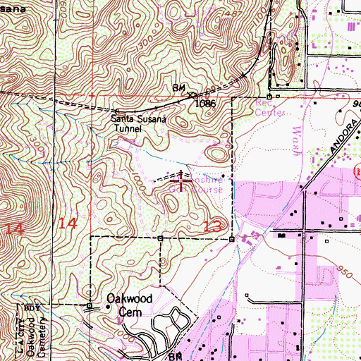 Topographic Map of Devonshire Golf Course (historical), CA