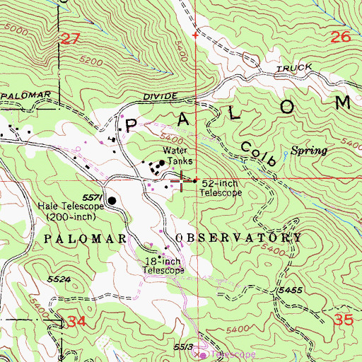 Topographic Map of Fifty-Two Inch Telescope, CA