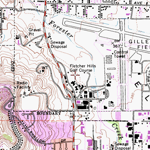Topographic Map of Fletcher Hills Golf Course (historical), CA