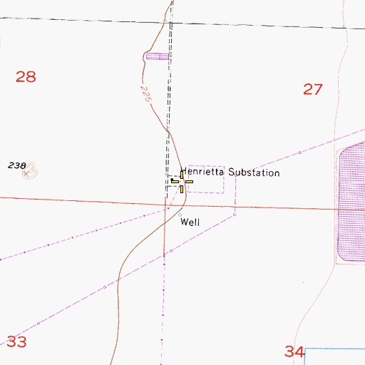 Topographic Map of Henrietta Substation, CA