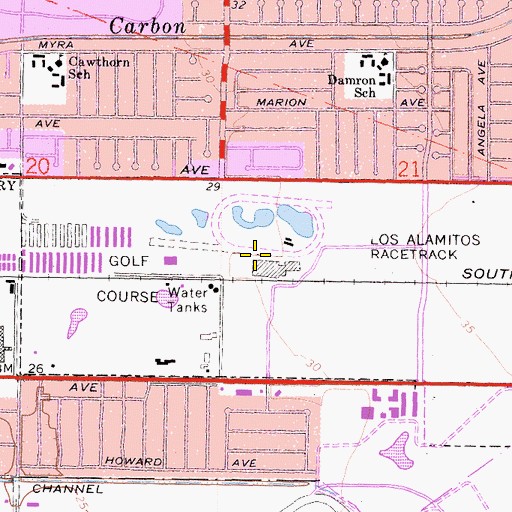 Topographic Map of Los Alamitos Racetrack, CA