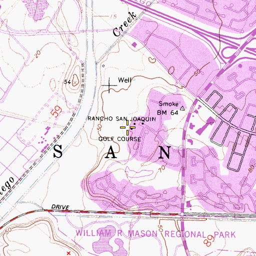 Topographic Map of Rancho San Joaquin Golf Course, CA