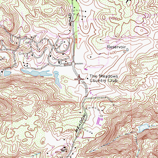 Topographic Map of The Meadows Country Club, CA