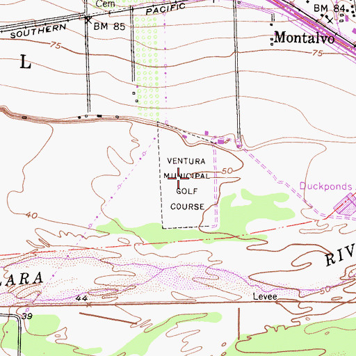Topographic Map of Ventura Municipal Golf Course, CA