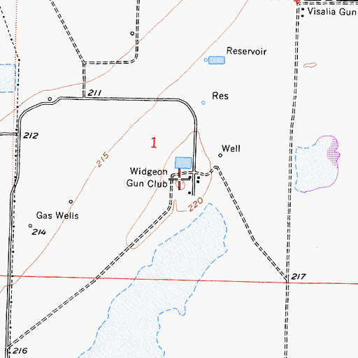 Topographic Map of Widgeon Gun Club, CA