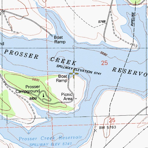 Topographic Map of Prosser Creek Reservoir, CA