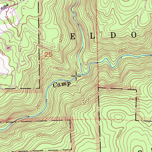 Topographic Map of Sly Park Creek, CA