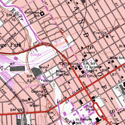 Topographic Map of San Jose, CA