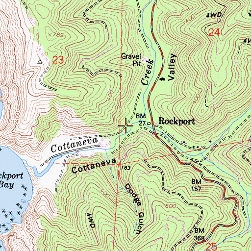Topographic Map of South Fork Cottaneva Creek, CA
