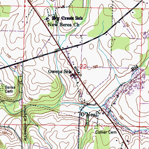 Topographic Map of Owens Junior High School, AL