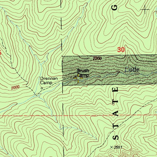 Topographic Map of Brush Camp, CA