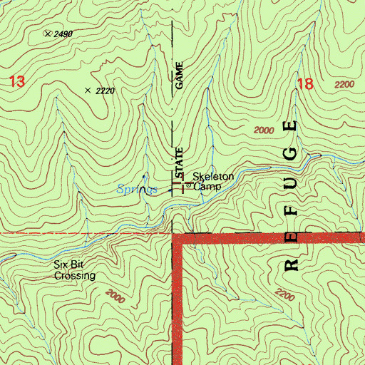 Topographic Map of Skeleton Camp, CA