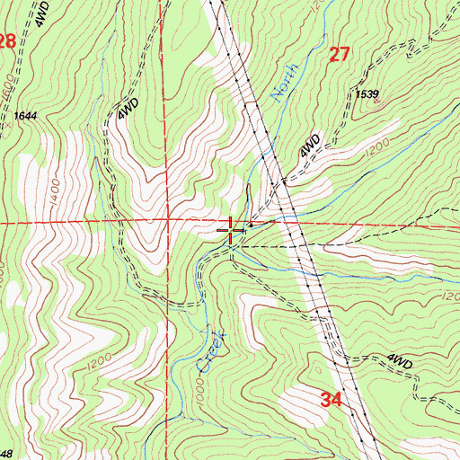 Topographic Map of South Fork Singer Creek, CA