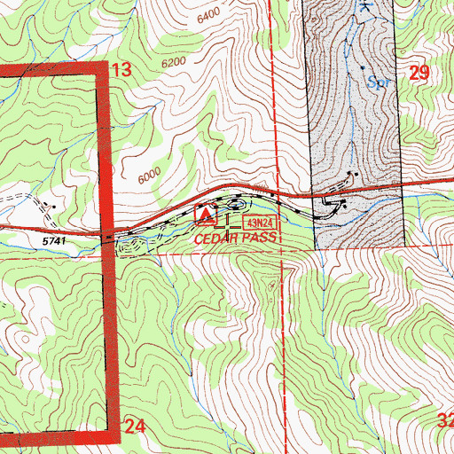 Topographic Map of Cedar Pass Campground, CA