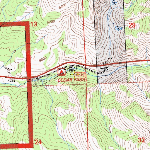 Topographic Map of Cedar Pass Campground, CA