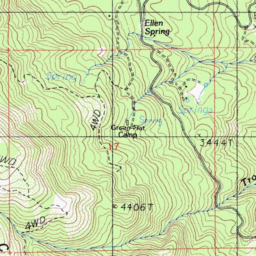 Topographic Map of Green Flat Camp, CA