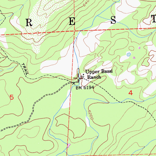 Topographic Map of Upper Bassi Ranch, CA