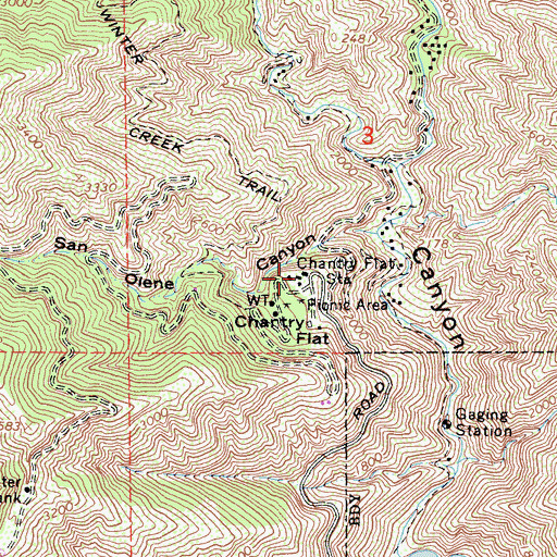 Topographic Map of Chantry Flat Station, CA