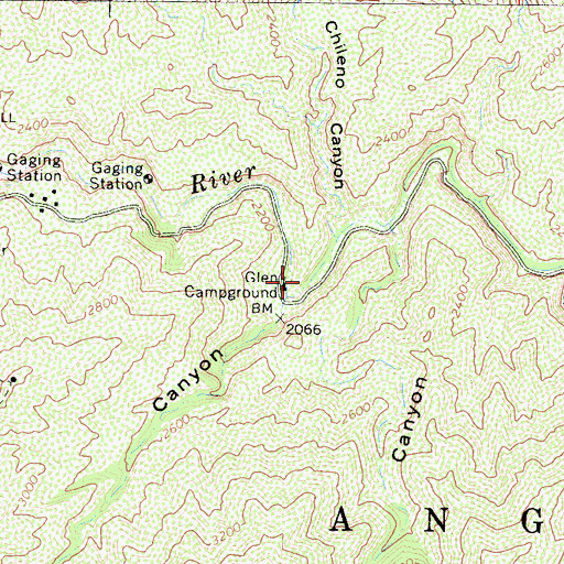 Topographic Map of Glen Campground, CA