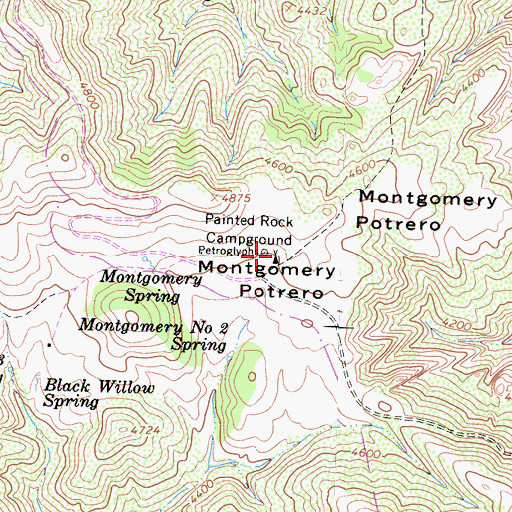 Topographic Map of Painted Rock Campground, CA