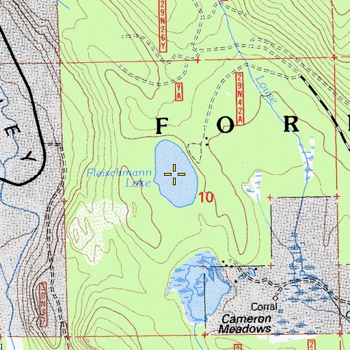 Topographic Map of Fleischmann Lake, CA