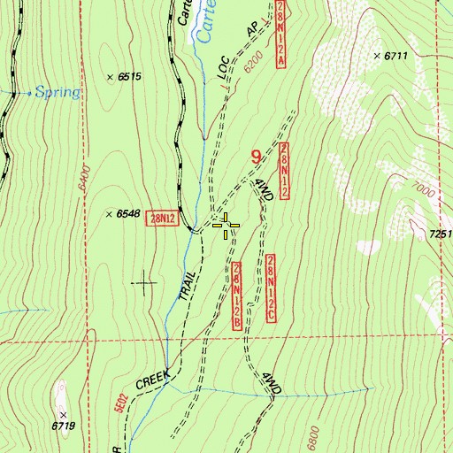 Topographic Map of Carter Creek Trail, CA